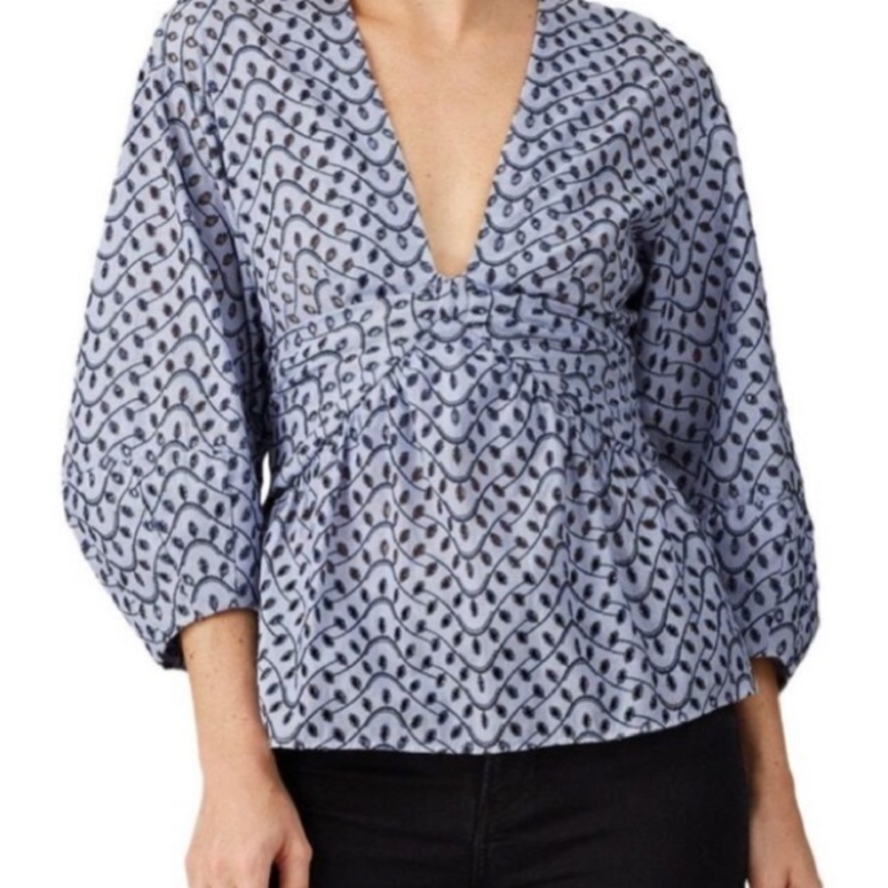 10 Crosby Derek Lam Blue Patterned Blouse
